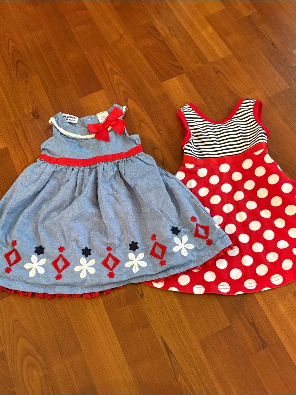 Blueberi Boulevard Girls Two-Piece Red & Blue Dress Set